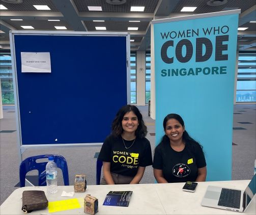 TUM Asia Alumna Simran Khokha at an event organized by the NGO “Women Who Code”.